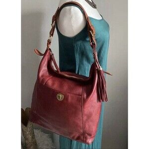 Isaac Mizrahi Genuine Pebble Leather Hobo Shoulder Bag With Portable Mirror